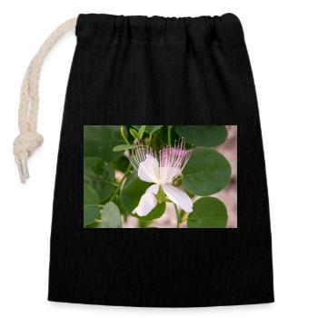 Kapernstrauch auch Flinders-Rose Capparis spinosa - Verschließbarer Geschenkbeutel aus Baumwolle (14x20cm) - Schwarz - Vorne