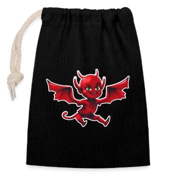 Bébé Diable Rouge - Sac cadeau en coton avec cordon (14 x 20 cm) - noir - Devant