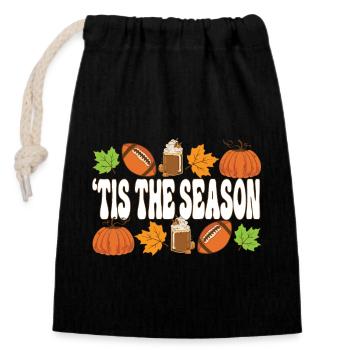 Tis The Season Happy Thanksgiving Football - Verschließbarer Geschenkbeutel aus Baumwolle (14x20cm) - Schwarz - Vorne