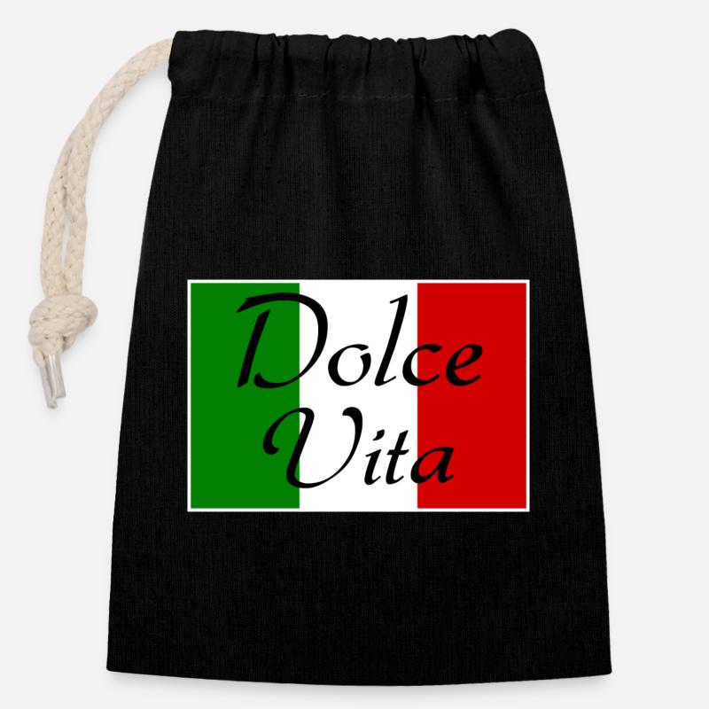 Dolce Vita - Verschließbarer Geschenkbeutel aus Baumwolle (14x20cm) - Schwarz