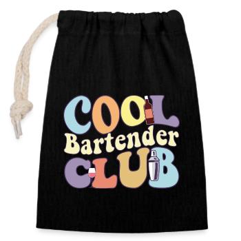 Cool Bartender Club Bartending Mixologist Team - Sac cadeau en coton avec cordon (14 x 20 cm) - noir - Devant