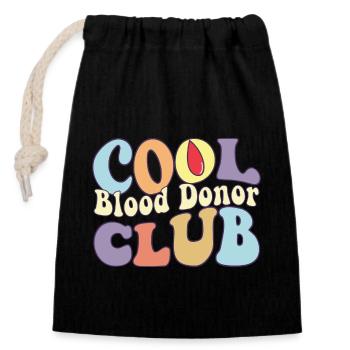 Cool Blood Donor Club Save Lives Blood Donation - Sac cadeau en coton avec cordon (14 x 20 cm) - noir - Devant