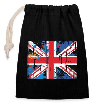 British Flag Graffiti Art - Closable cotton gift bag (14x20cm) - black - Front