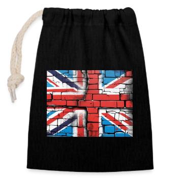 British Flag Graffiti Art - Closable cotton gift bag (14x20cm) - black - Front
