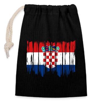 Kroatien Flagge Adria Zagreb Kroatische Fahne - Verschließbarer Geschenkbeutel aus Baumwolle (14x20cm) - Schwarz - Vorne