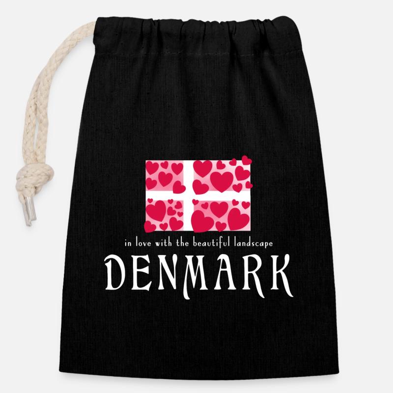 Denmark Dänemark Danmark - Closable cotton gift bag (14x20cm) - black