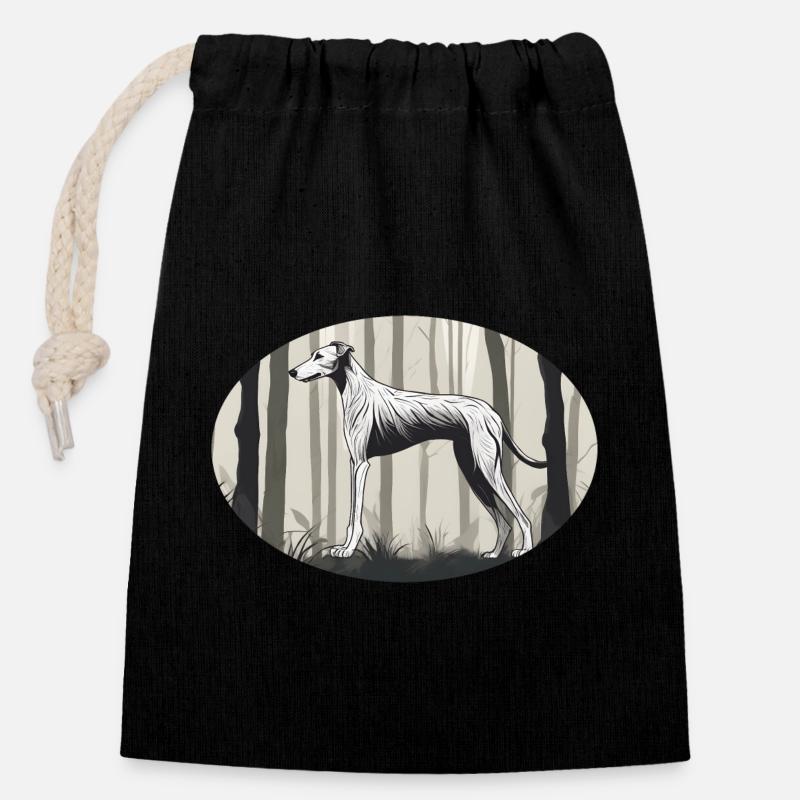 Profile of a Lurcher - Closable cotton gift bag (14x20cm) - black