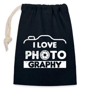 I love photography - Closable cotton gift bag (14x20cm) - navy - Front