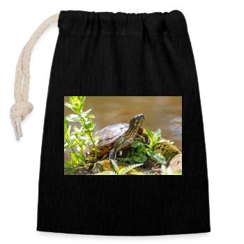Glissière à ventre jaune Gelbbauch-Schmuckschildkröte - Sac cadeau en coton avec cordon (14 x 20 cm) - noir - Devant