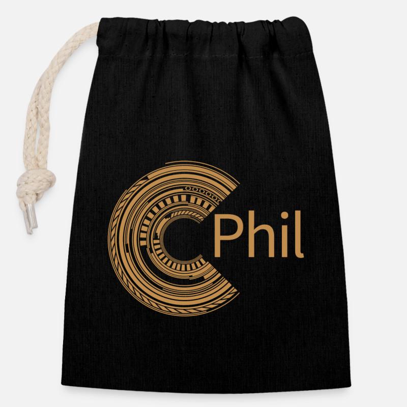 For Phil - Closable cotton gift bag (14x20cm) - black