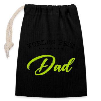 Meilleur papa du monde - Sac cadeau en coton avec cordon (14 x 20 cm) - noir - Devant