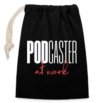 Podcaster Podcast at work - Verschließbarer Geschenkbeutel aus Baumwolle (14x20cm) - Schwarz - Vorne