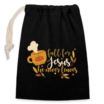 Fall for Jesus Religious Christian Believer Bible - Verschließbarer Geschenkbeutel aus Baumwolle (14x20cm) - Schwarz - Vorne
