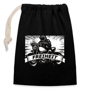 Freiheit - Verschließbarer Geschenkbeutel aus Baumwolle (14x20cm) - Schwarz - Vorne