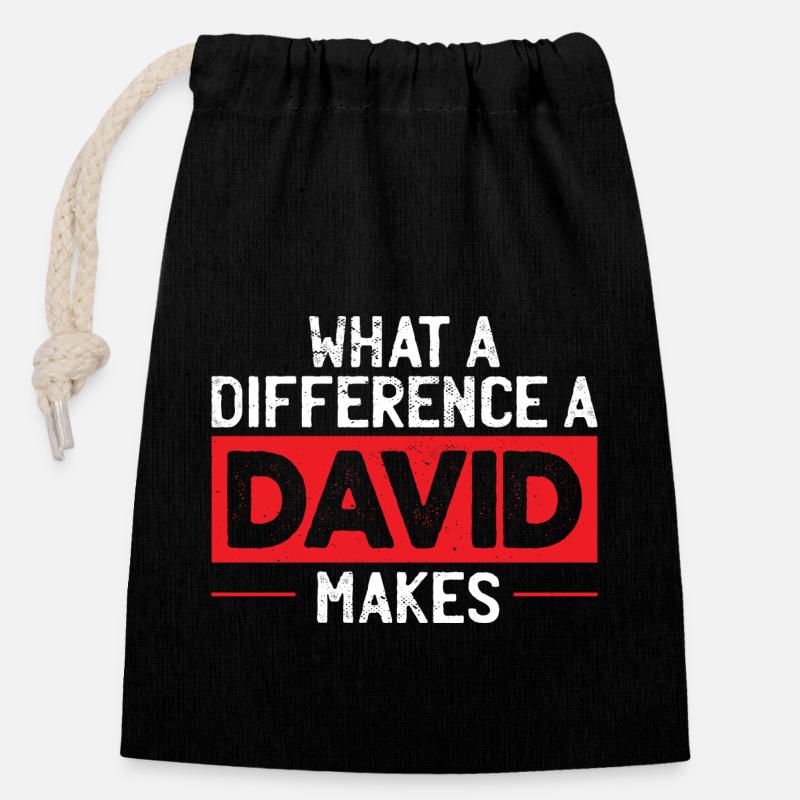 What A Difference A David Makes - Closable cotton gift bag (14x20cm) - black