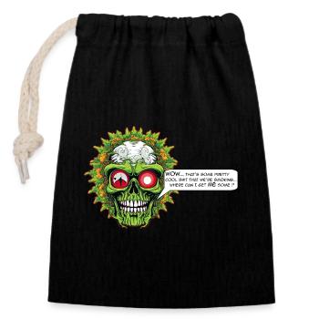 Marijuana - Comic Skull - Closable cotton gift bag (14x20cm) - black - Front