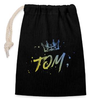 Tom - Sac cadeau en coton avec cordon (14 x 20 cm) - noir - Devant