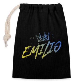 Emilio - Sac cadeau en coton avec cordon (14 x 20 cm) - noir - Devant
