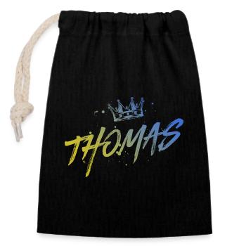 Thomas - Verschließbarer Geschenkbeutel aus Baumwolle (14x20cm) - Schwarz - Vorne