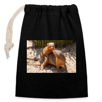 dwarf mongoose (in german Zwergmangusten) Helogale - Closable cotton gift bag (14x20cm) - black - Front
