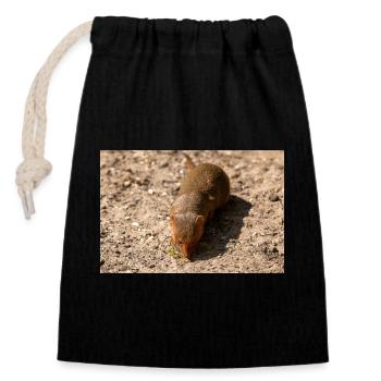 dwarf mongoose (in german Zwergmangusten) Helogale - Closable cotton gift bag (14x20cm) - black - Front