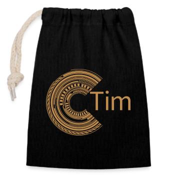 For Tim - Closable cotton gift bag (14x20cm) - black - Front