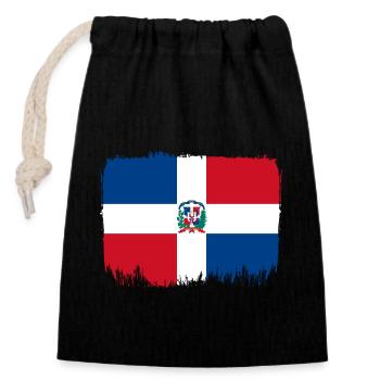 Drapeau de la République Dominicaine Cathédrale Rep Drapeau Voyage - Sac cadeau en coton avec cordon (14 x 20 cm) - noir - Devant