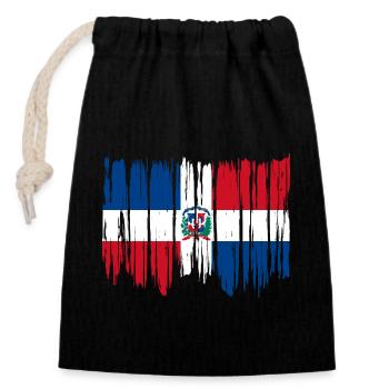 République dominicaine drapeau Dom Rep drapeau Voyage - Sac cadeau en coton avec cordon (14 x 20 cm) - noir - Devant