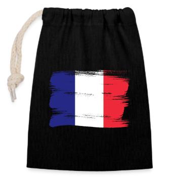 Frankreich Flagge Used Look Französische Fahne - Verschließbarer Geschenkbeutel aus Baumwolle (14x20cm) - Schwarz - Vorne