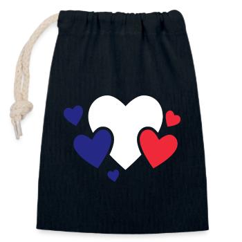 Frankreich Flagge Used Look Französische Fahne - Verschließbarer Geschenkbeutel aus Baumwolle (14x20cm) - Navy - Vorne