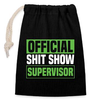Offizieller Shitshow-Supervisor - Verschließbarer Geschenkbeutel aus Baumwolle (14x20cm) - Schwarz - Vorne