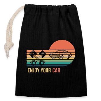 Enjoy your car - Verschließbarer Geschenkbeutel aus Baumwolle (14x20cm) - Schwarz - Vorne