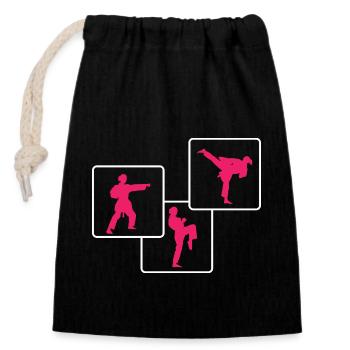 Arts Martiaux Fille Taekwondo Arts Martiaux Japonais - Sac cadeau en coton avec cordon (14 x 20 cm) - noir - Devant