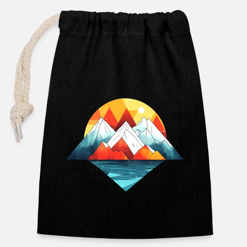 Mountains abstract in bright colors - Closable cotton gift bag (14x20cm) - black