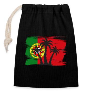 Portugal Flag Used Look Portuguese Flag - Closable cotton gift bag (14x20cm) - black - Front
