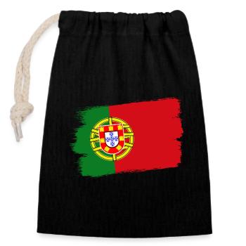 Portugal Flag Used Look Portuguese Flag - Closable cotton gift bag (14x20cm) - black - Front