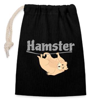 Drôle de HAMSTER - Sac cadeau en coton avec cordon (14 x 20 cm) - noir - Devant