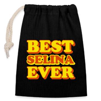 Selina First Name Funny Gift - Closable cotton gift bag (14x20cm) - black - Front