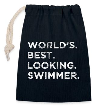 Funny Cycling Swim Humor Water - Closable cotton gift bag (14x20cm) - navy - Front