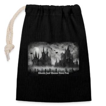 Halloween - Sac cadeau en coton avec cordon (14 x 20 cm) - noir - Devant