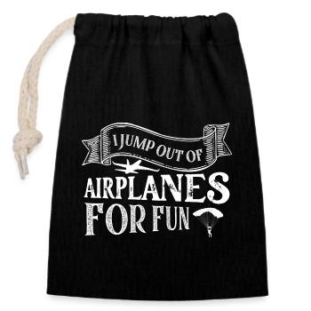 Je saute des avions pour le plaisir Parachutisme Parachutisme - Sac cadeau en coton avec cordon (14 x 20 cm) - noir - Devant