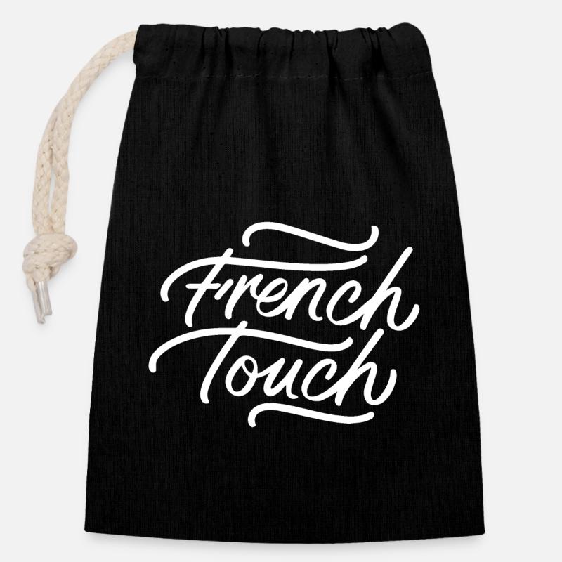 French touch - Sac cadeau en coton avec cordon (14 x 20 cm) - noir