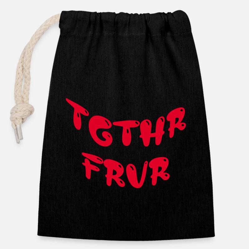 TGTHR FRVR - Sac cadeau en coton avec cordon (14 x 20 cm) - noir
