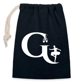 Lettre g ballerine - Sac cadeau en coton avec cordon (14 x 20 cm) - bleu marine - Devant