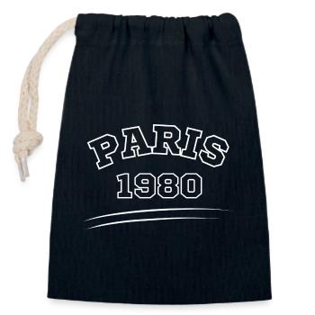 Paris 1980 - Closable cotton gift bag (14x20cm) - navy - Front