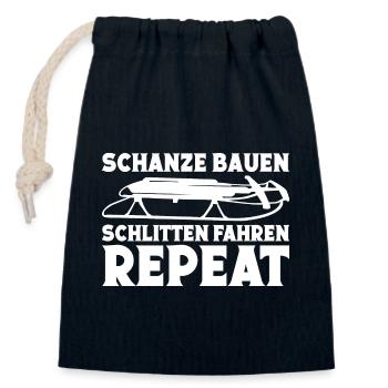 Schlittenfahrer Rodeln Schlittenfahren Rodler - Verschließbarer Geschenkbeutel aus Baumwolle (14x20cm) - Navy - Vorne