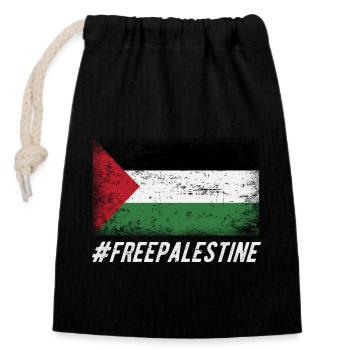 FREE PALESTINE - Closable cotton gift bag (14x20cm) - black - Front