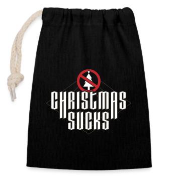 Christmas Sucks - Closable cotton gift bag (14x20cm) - black - Front