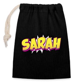 Sarah nom personnalisé bande dessinée Style Pop Art, Sarah - Sac cadeau en coton avec cordon (14 x 20 cm) - noir - Devant