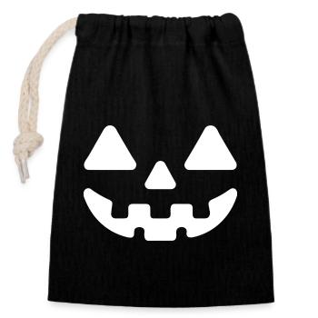 Jack o Lanterne Visage de citrouille - Sac cadeau en coton avec cordon (14 x 20 cm) - noir - Devant